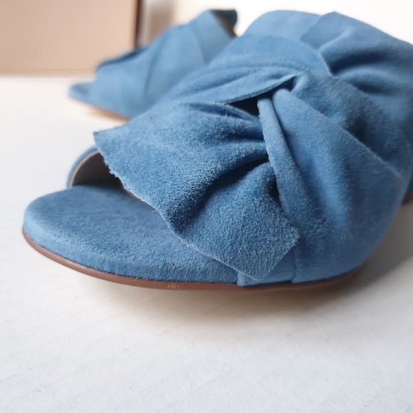 Chinese Laundry Marlowe Blue Kid Suede Block Heeled Slip-On Mule Slides Sz 6.5 - Picture 14 of 16